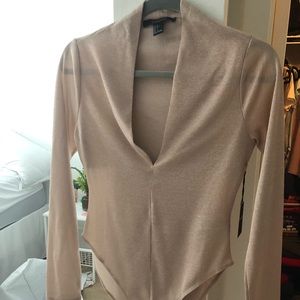 Blush Gold Deep V-Neck Bodysuit